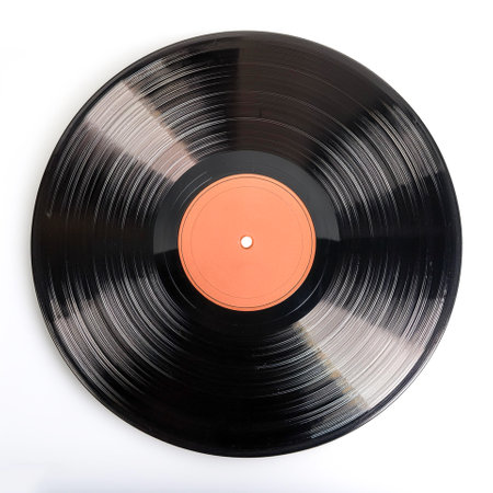 vynil vinyl record play music vintage isolated on white backgroundの写真素材