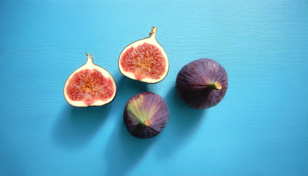 Figs Fruit, isolated on a pastel blueの写真素材