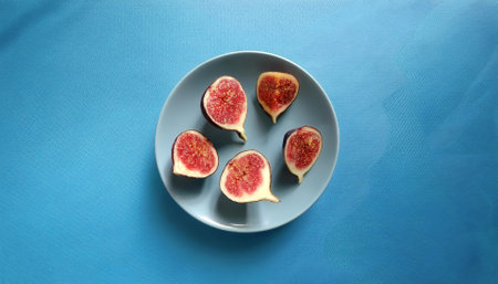 Figs Fruit, isolated on a pastel blueの写真素材