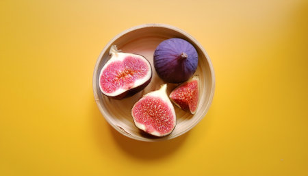 Figs Fruit, isolated on a pastel yellow