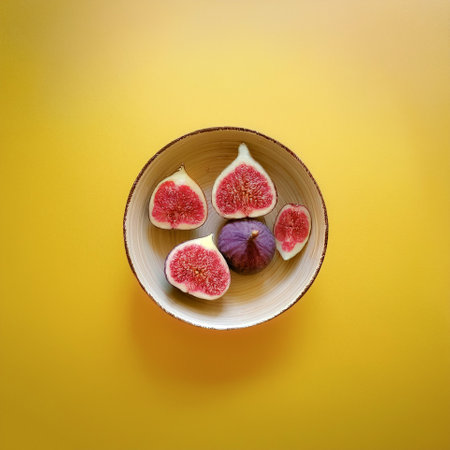 Figs Fruit, isolated on a pastel yellow
