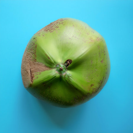 Green Coconut Fruit, isolated on a pastel blueの写真素材