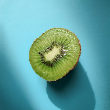 Kiwi, isolated on a pastel blueの写真素材