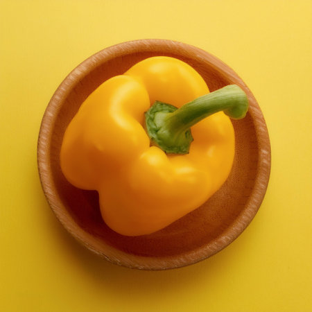Paprika isolated on a pastel yellowの写真素材