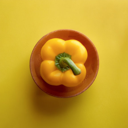 Paprika isolated on a pastel yellowの写真素材