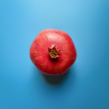 Pomegranate, isolated on a pastel blueの写真素材
