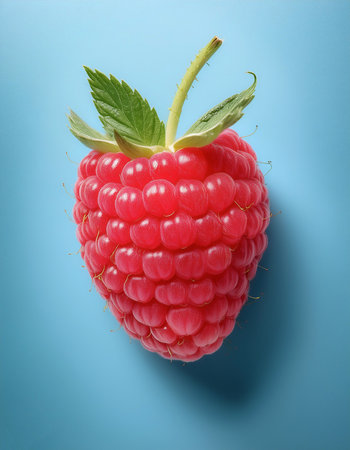 Raspberry, isolated on a pastel blueの写真素材