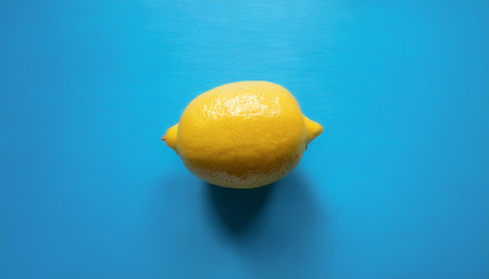 Lemon, isolated on a pastel blueの写真素材
