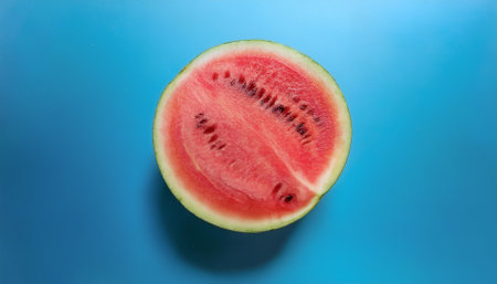 Watermelon, isolated on a pastel blueの写真素材