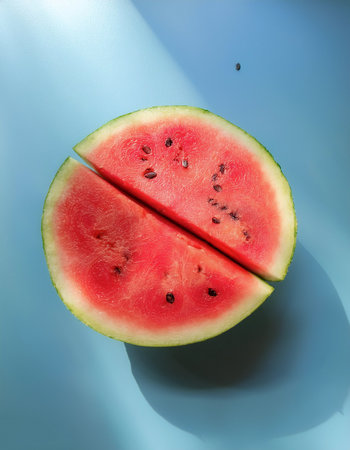 Watermelon, isolated on a pastel blueの写真素材