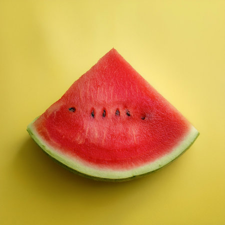 Watermelon, isolated on a pastel yellowの写真素材