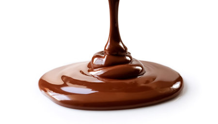 melt or drip chocolate sauce on side position provides copy space for text. background concept isolated whiteの写真素材