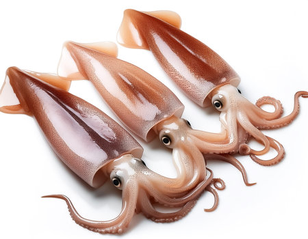 squid isolated on white backgroundの写真素材