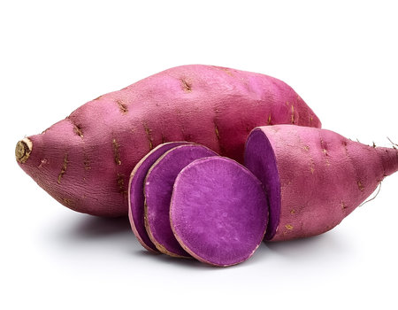 Purple sweet yam isolated on white backgroundの写真素材
