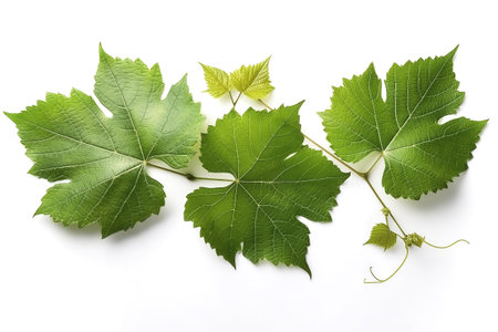 fresh young vine leaf, grapevine isolated on white background