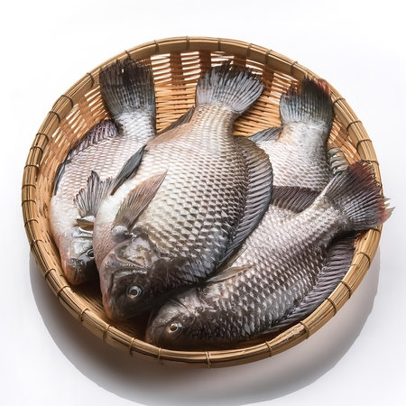 fresh fish on white backgroundの写真素材