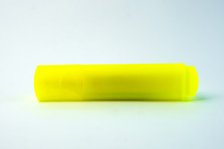 Bright yellow highlighter pen with a chisel tip for smooth, precise marking. Perfect for students, office work, and note-taking. Fast-drying, smudge-proof, and long-lasting ink.の写真素材