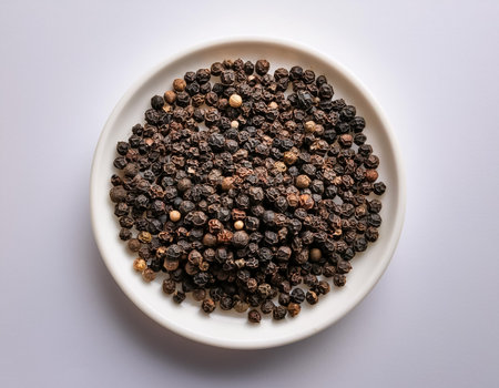 Black pepper, isolated on a clean white backgroundの写真素材