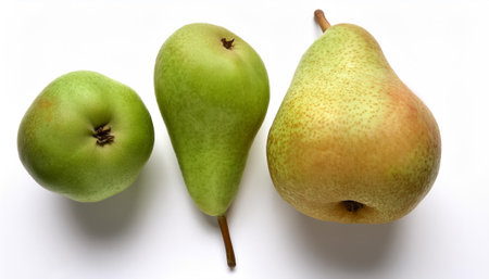 Green Pear fruits, isolated on a clean white backgroundの写真素材