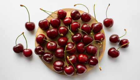Red cherry, isolated on a clean white backgroundの写真素材