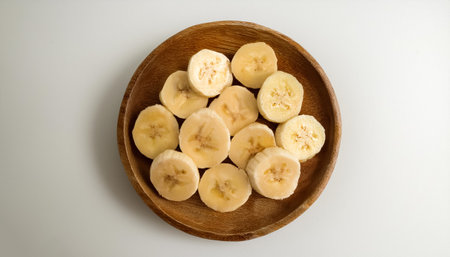 banana slices on a white backgroundの写真素材
