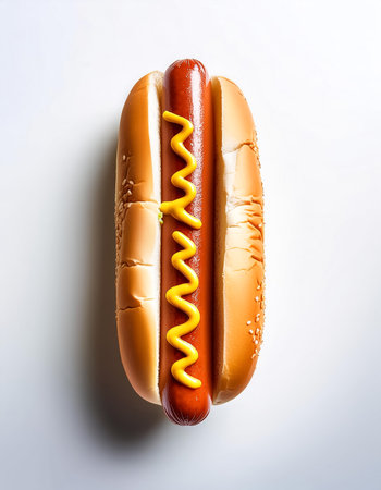 Delicious hot dog, isolated on a clean white backgroundの写真素材