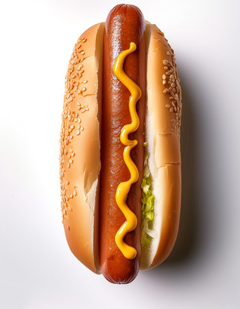 Delicious hot dog, isolated on a clean white backgroundの写真素材