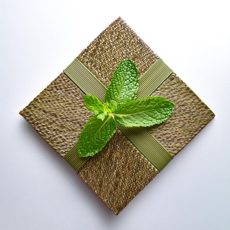 fresh mint leaves, isolated on a clean white backgroundの写真素材