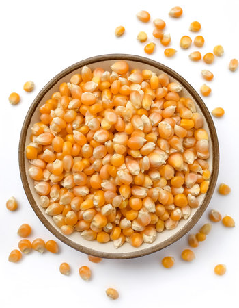 Corn seeds, isolated on a clean white background