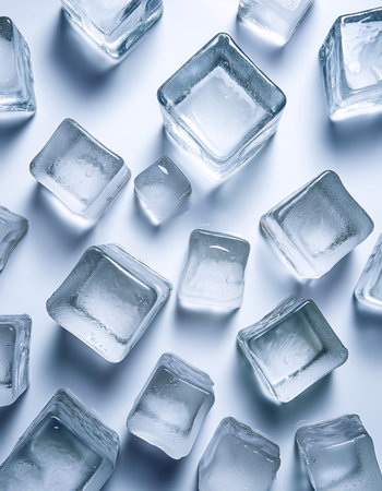 ice cubes, isolated on a clean white backgroundの写真素材