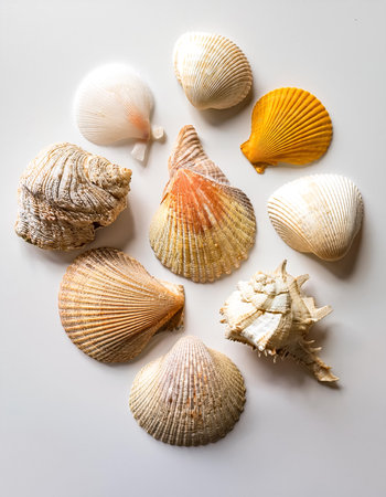 sea shells, isolated on a clean white backgroundの写真素材
