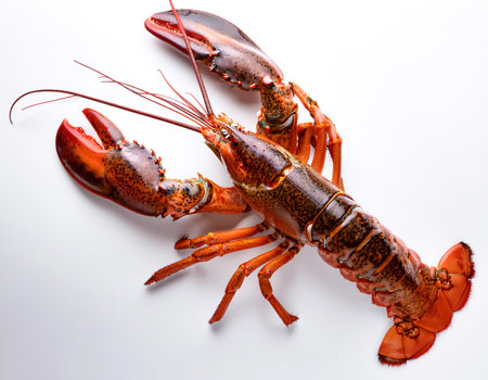 Raw lobster, isolated on a clean white backgroundの写真素材