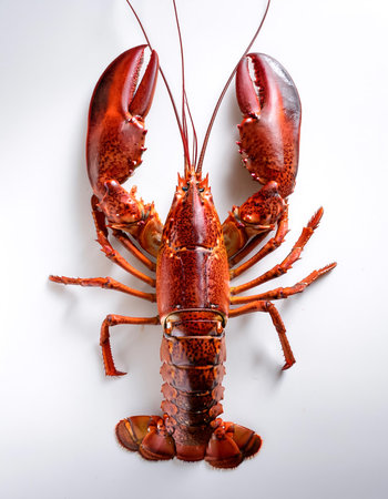 Raw lobster, isolated on a clean white backgroundの写真素材