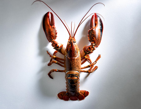 Raw lobster, isolated on a clean white backgroundの写真素材