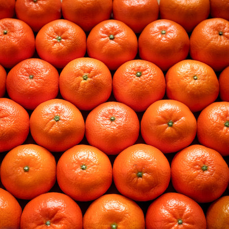 Mandarin Orange, Creative background design with food theme, focus on the pile of fresh Mandarin Orangeの写真素材