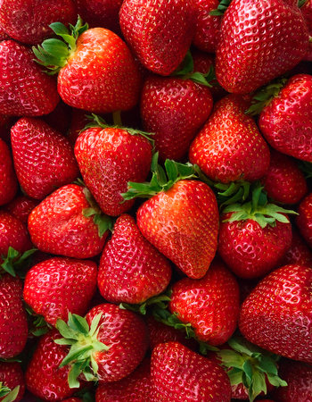strawberry. Creative background design with food theme, focus on the pile of fresh strawberryの写真素材