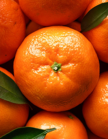 Mandarin Orange, Creative background design with food theme, focus on the pile of fresh Mandarin Orangeの写真素材