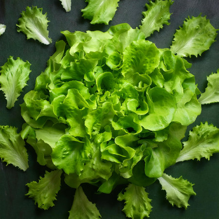 Lettuce Vegetables, Creative background design with food theme, focus on the pile of fresh Lettuceの写真素材