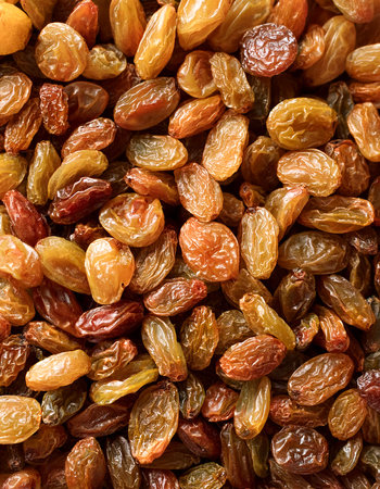 Raisins, Creative background design with food theme, focus on the pile of fresh Raisinsの写真素材