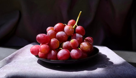 grapes, Creative background design with food theme, focus on the pile of fresh grapesの写真素材
