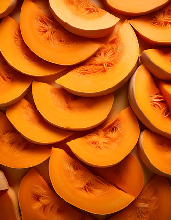 a pile pumpkin sliced pattern texture backgroundの写真素材