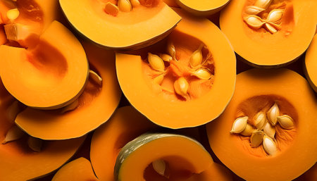 a pile pumpkin sliced pattern texture backgroundの写真素材