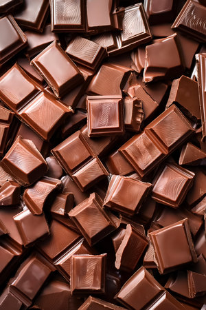 a pile of chocolate pieces texture, pattern backgroundの写真素材