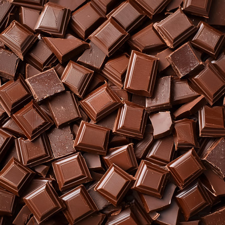 a pile of chocolate pieces texture, pattern backgroundの写真素材