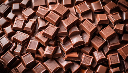 a pile of Milk chocolate pieces texture, pattern backgroundの写真素材