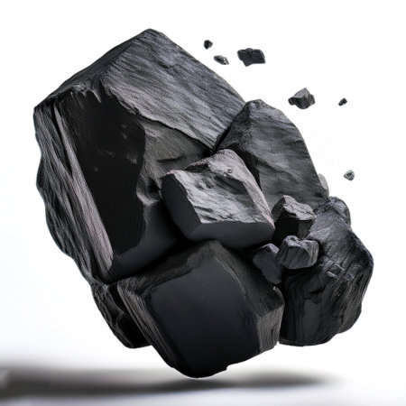 Black coal isolated on a white backgroundの写真素材