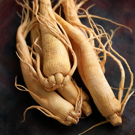Fresh a pile of close-up Some ginseng texture, pattern backgroundの写真素材