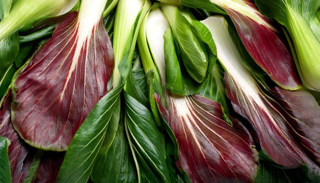 Fresh a pile of close-up Some Green Bok Choy, Pok Choi or Pak Choi slices texture, pattern...