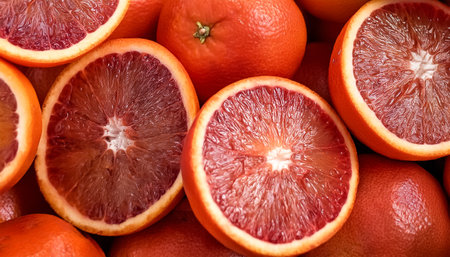 Fresh close-up of red blood orange texture, pattern background