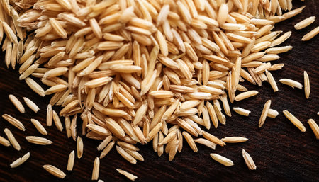 Fresh a pile of close-up Some rice ear texture, pattern background.の写真素材